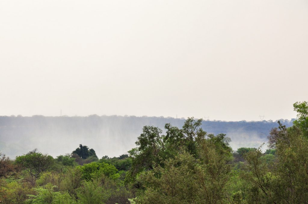 Mist rising from Victoria Falls, the smoke that thunders