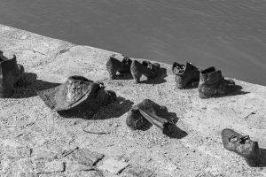 Shoes on the Danube riverbank