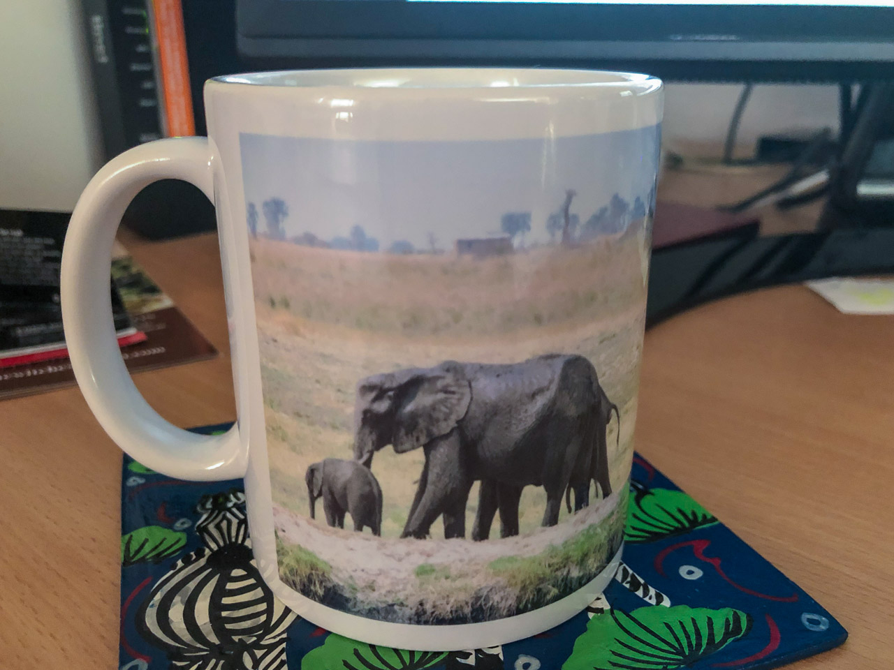 Photo of elephants on a coffee mug