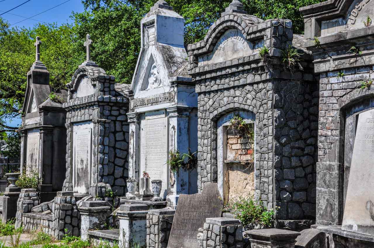 A row of above-ground tombs