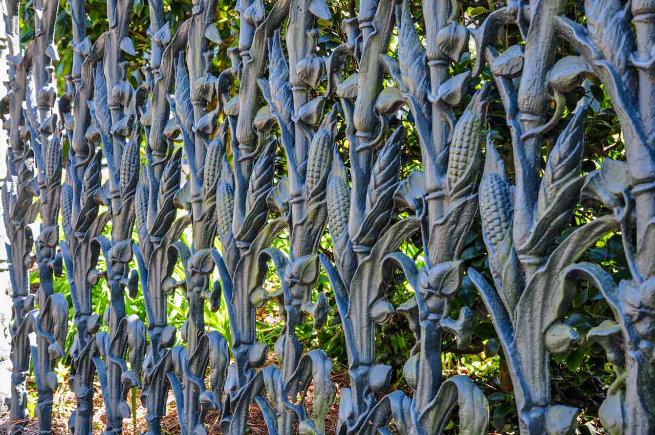 An cornstalk ironwork fence