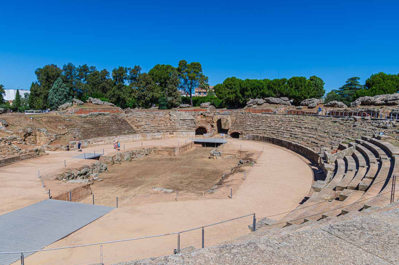 The ruins of an ancient Roman arena where gladiator games were held.