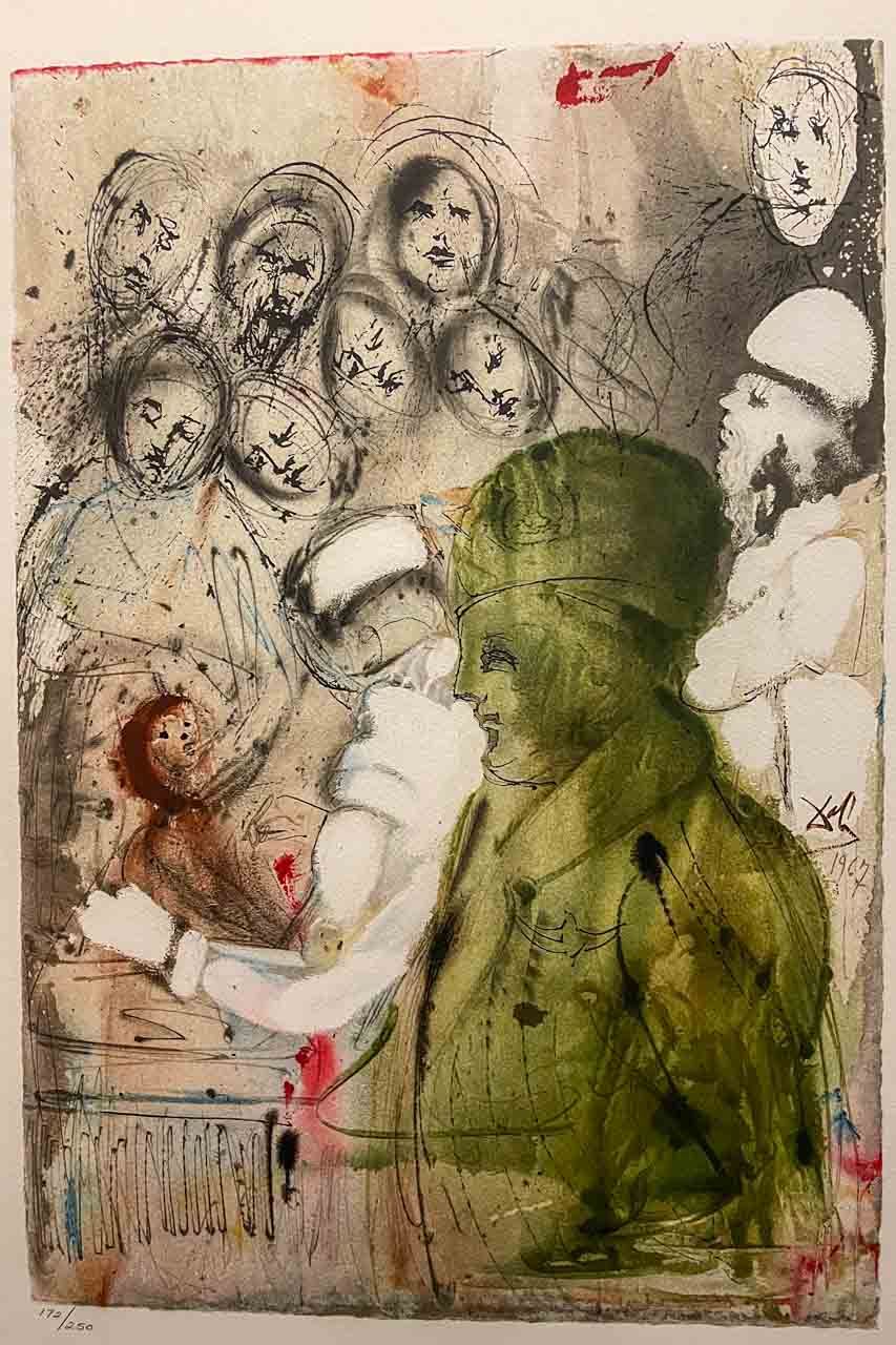 A painting by Salvador Dali of a Jewish baby being circumcised